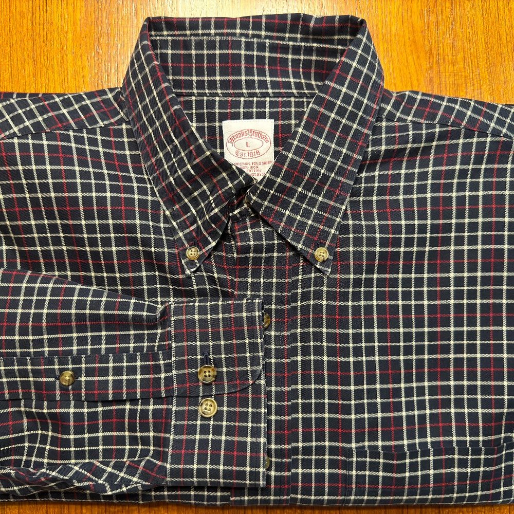 Brooks Brothers L Patterned Button Down Collar Dress Shirt EUC